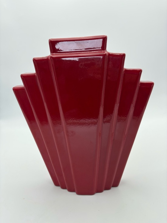 Other - Vintage 80s Red Art Deco Ceramic Vase - Statement Piece
